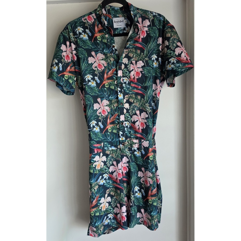 RomperJack Men Romper Size S Floral Casual Collared Short Sleeve Resort